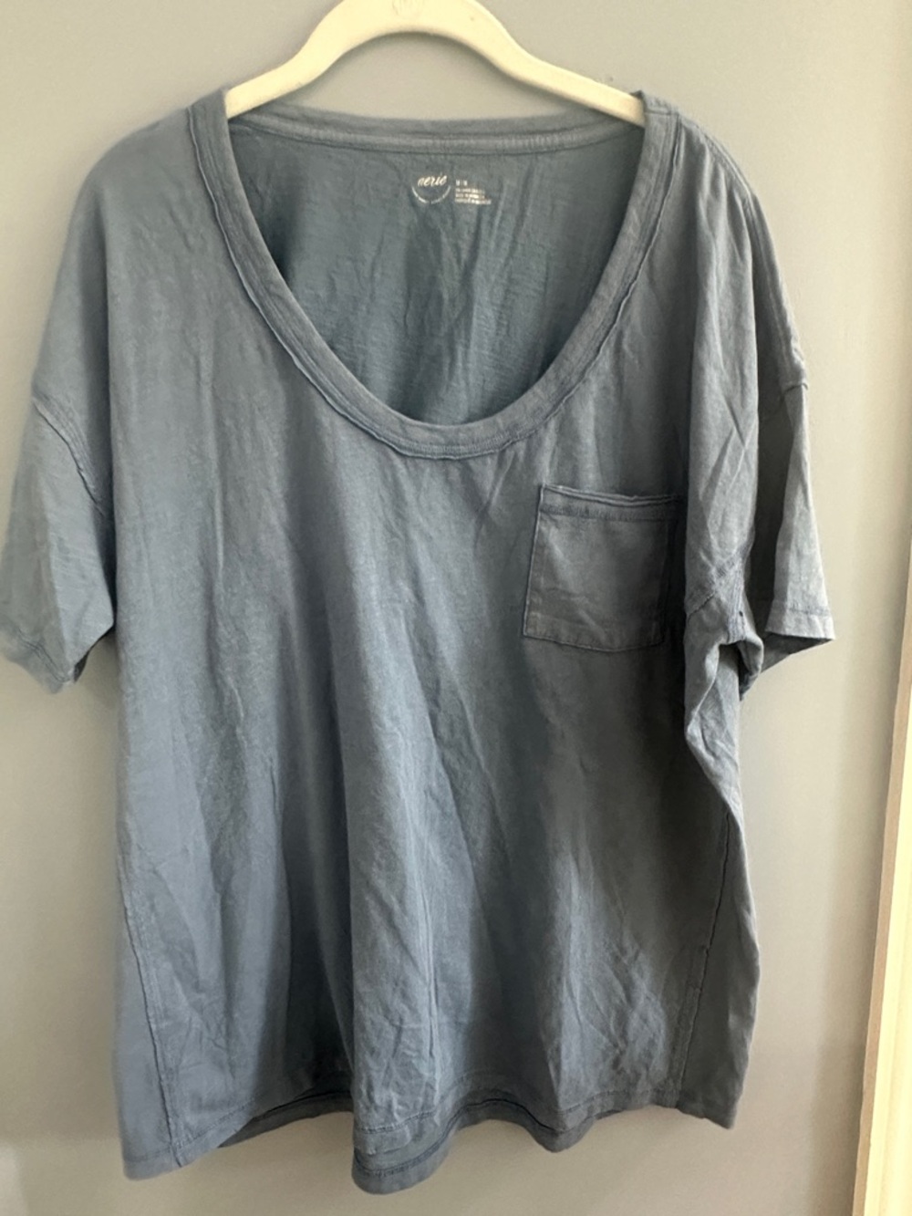 aerie Washed Slate Blue Pocket Tee